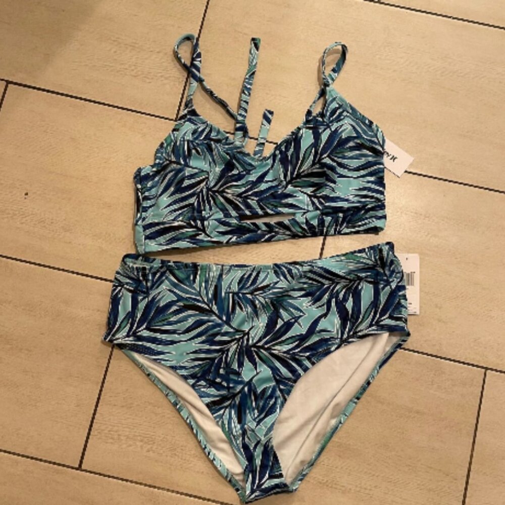 NEW HURLEY FLORAL PRINT 2 PIECE HIGH WAIST BIKINI SET SIZE 3X - 0019